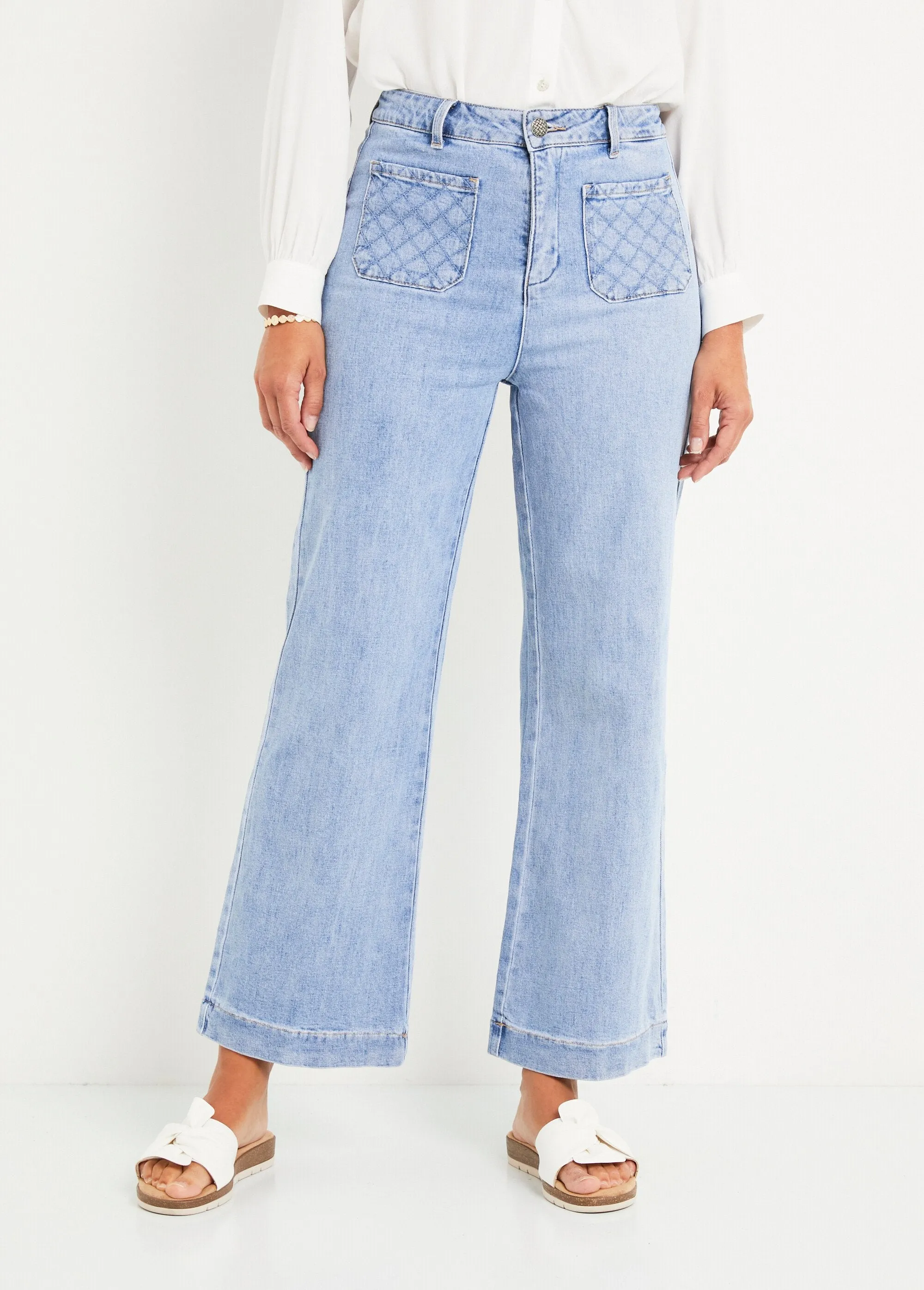 Jean flare extensible poches plaquées