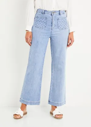 Jean flare extensible poches plaquées