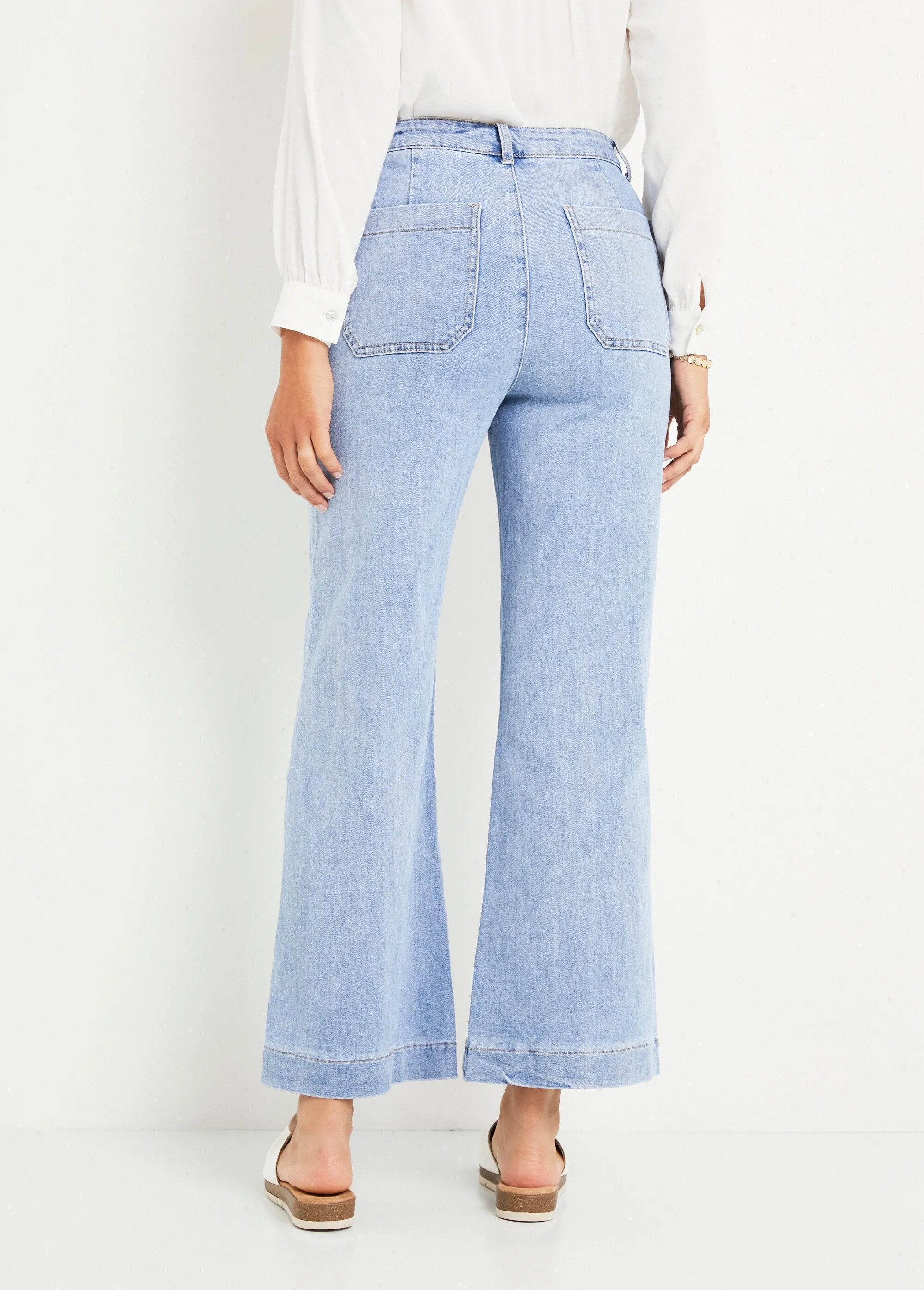 Jean flare extensible poches plaquées