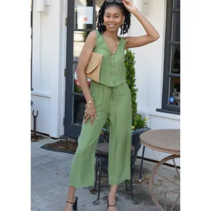 Light Green Drawstring Tank & Pants Set