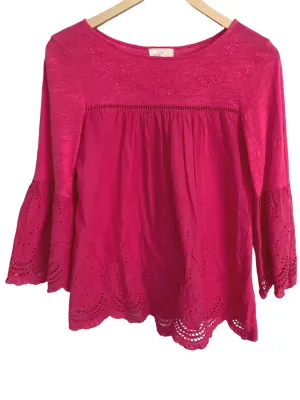 Light Summer Strawberry Pink Embroidered Eyelet Top