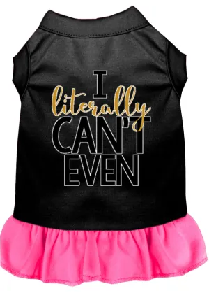 Literally Can't Even Screen Print Dog Dress Black With Bright Pink Med (12)
