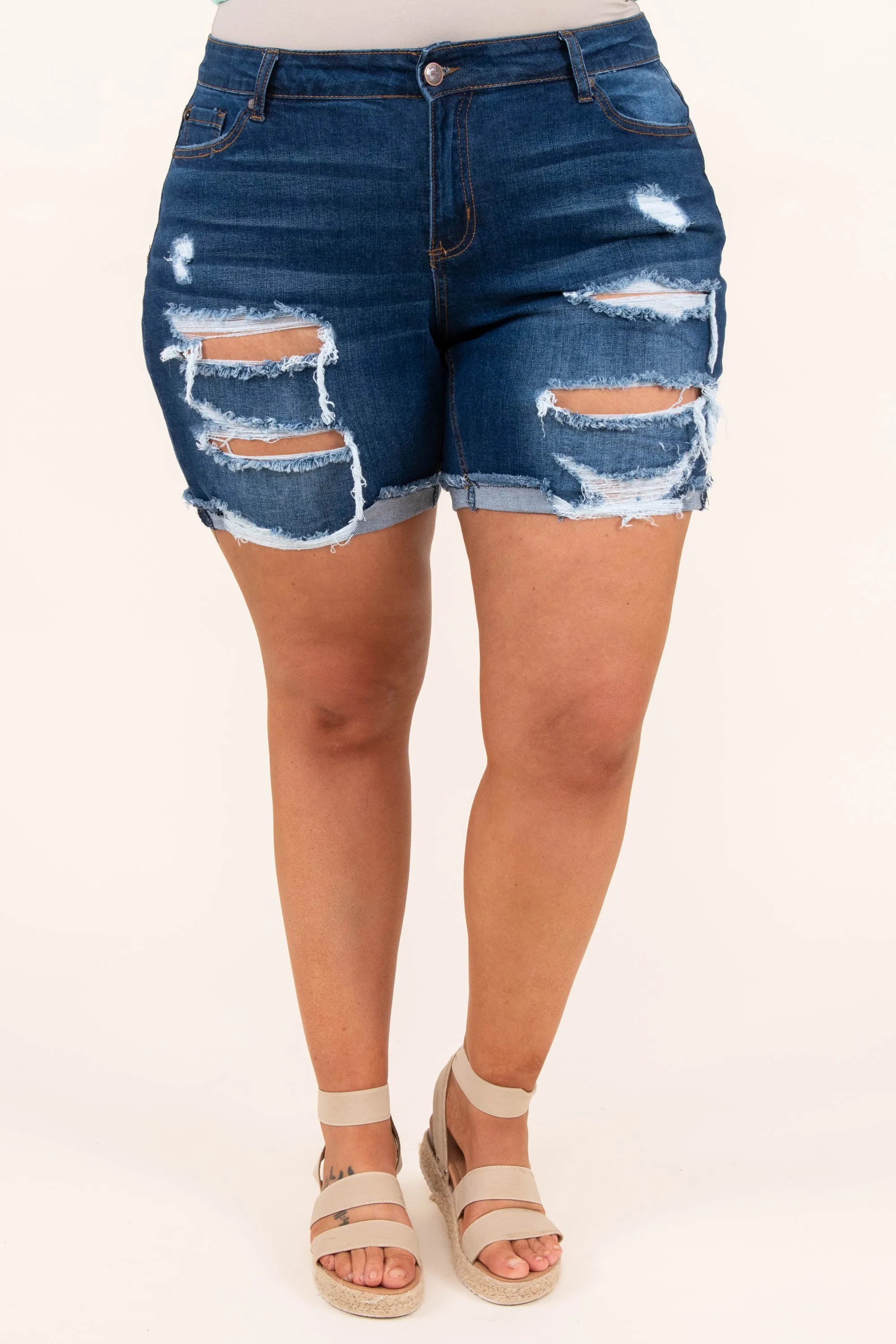 Little Firecracker Shorts, Dark Wash