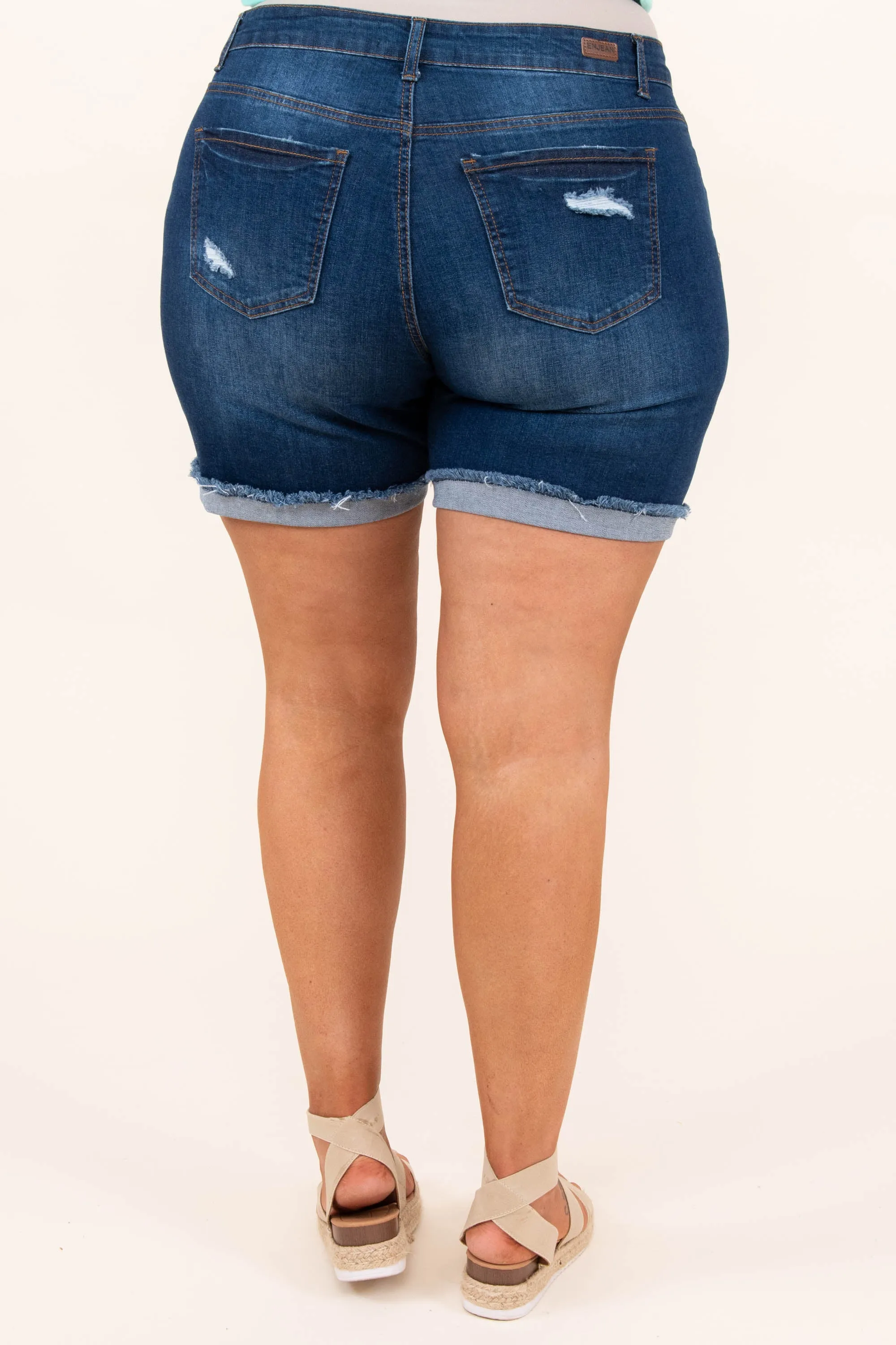Little Firecracker Shorts, Dark Wash