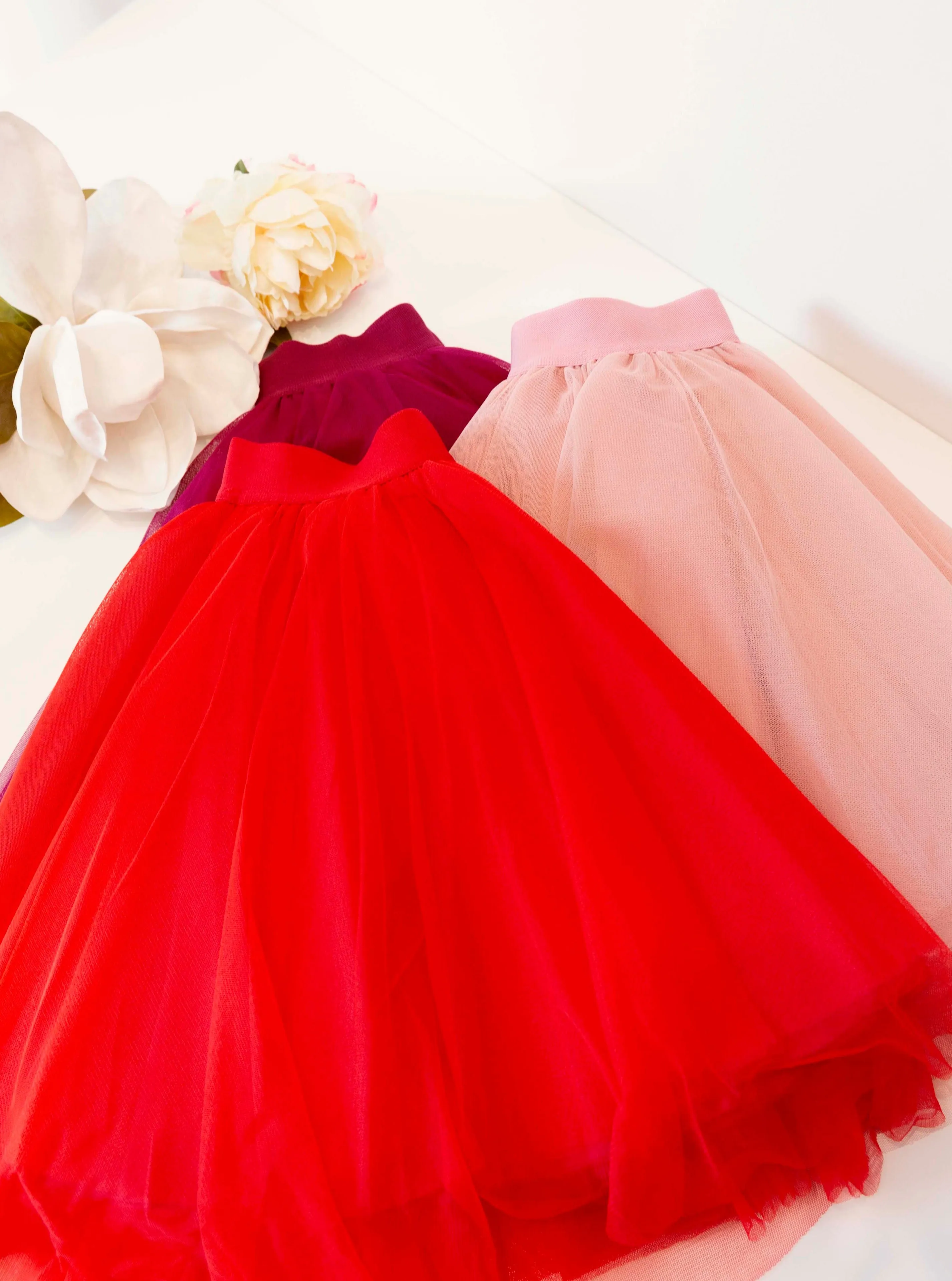 Mini Red Tulle Skirt