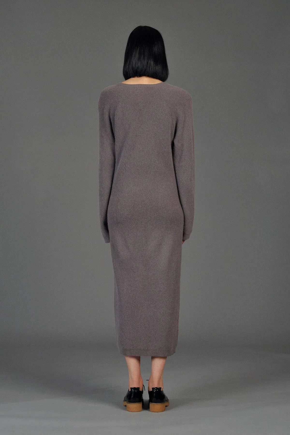 Minimal Angora   Lambswool V-Neck Maxi Sweater Dress