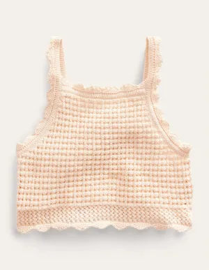 Mock Crochet Top-Dorset Cream