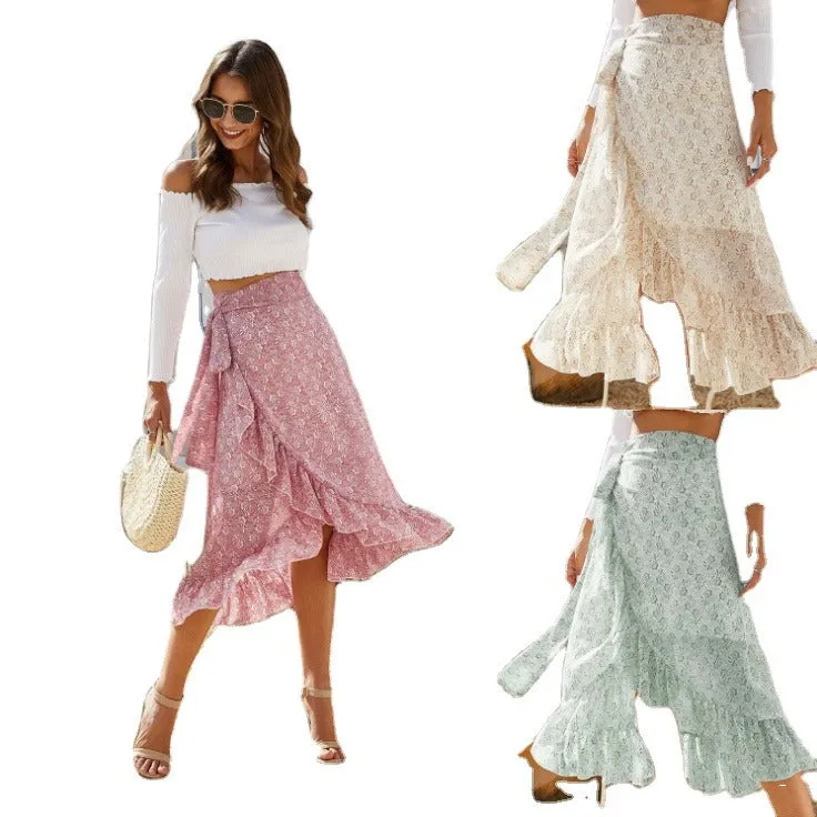 Odette Spring Summer Floral Ruffles Skirt