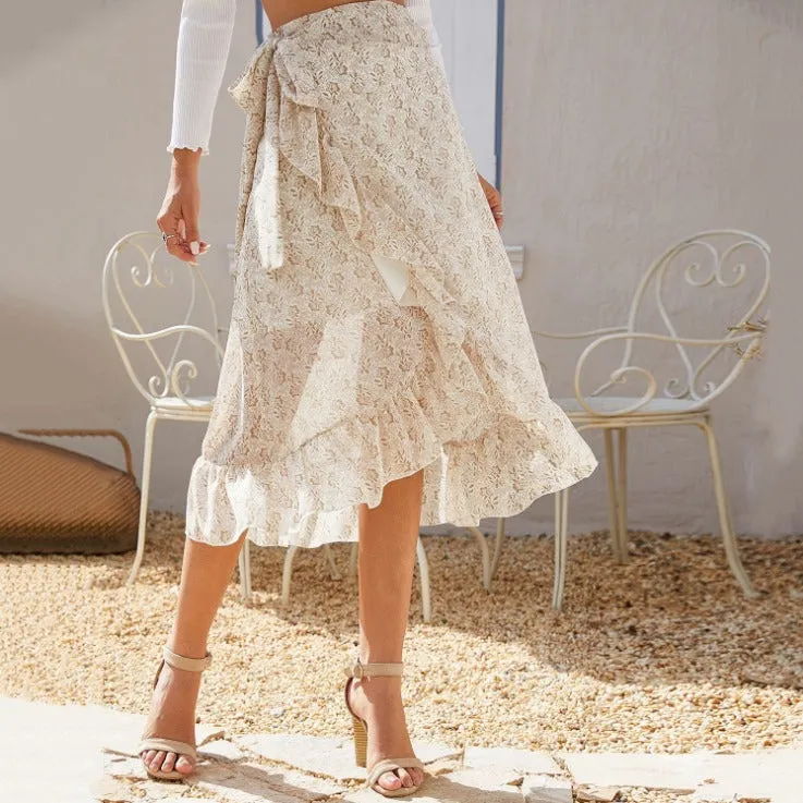Odette Spring Summer Floral Ruffles Skirt