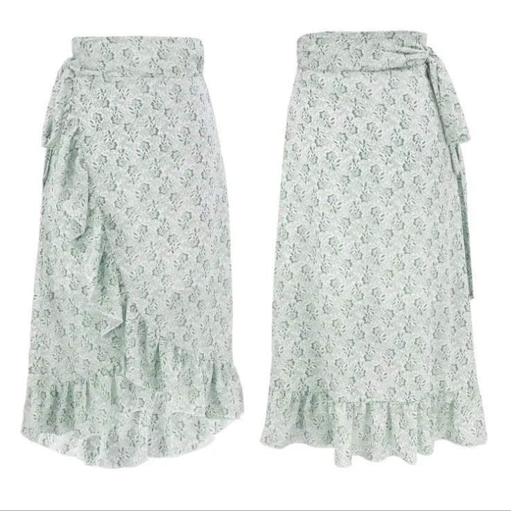 Odette Spring Summer Floral Ruffles Skirt