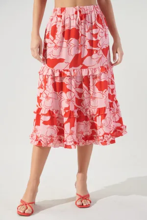 Pink Lemonade Ruffle Midi Skirt