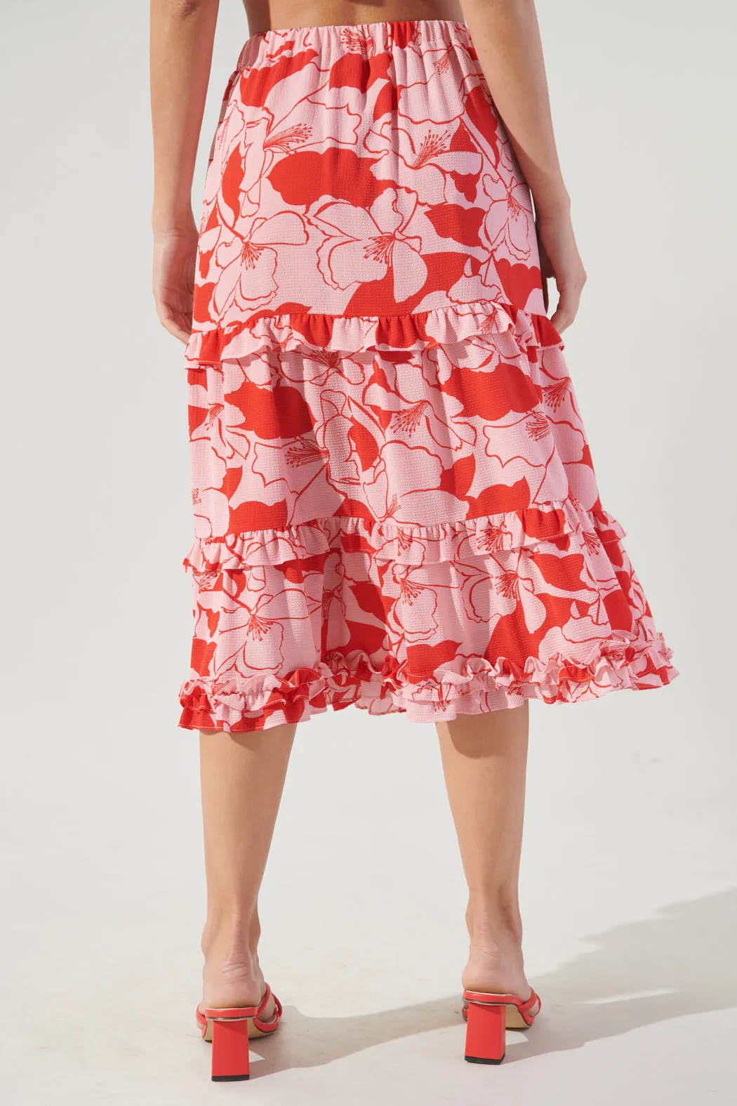 Pink Lemonade Ruffle Midi Skirt