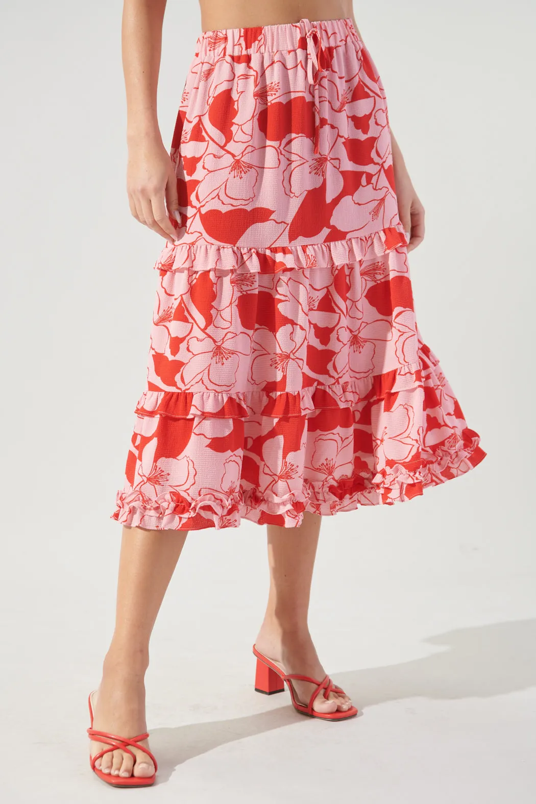 Pink Lemonade Ruffle Midi Skirt