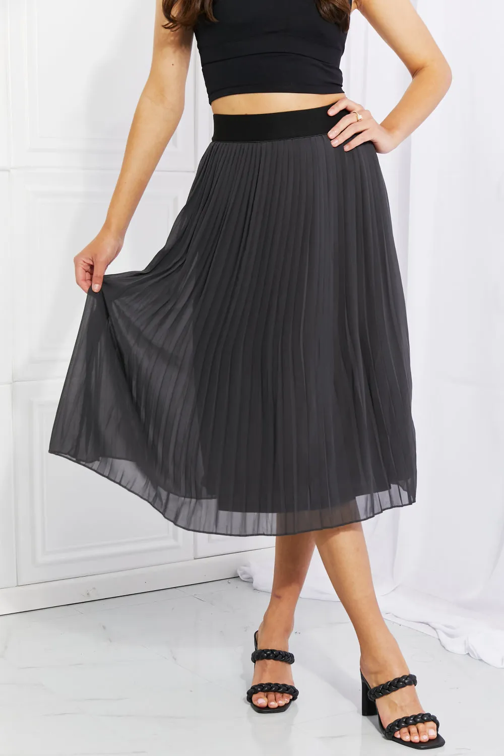 Prudence Pleated Chiffon Midi Skirt