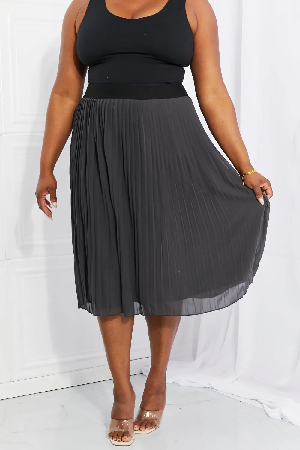 Prudence Pleated Chiffon Midi Skirt