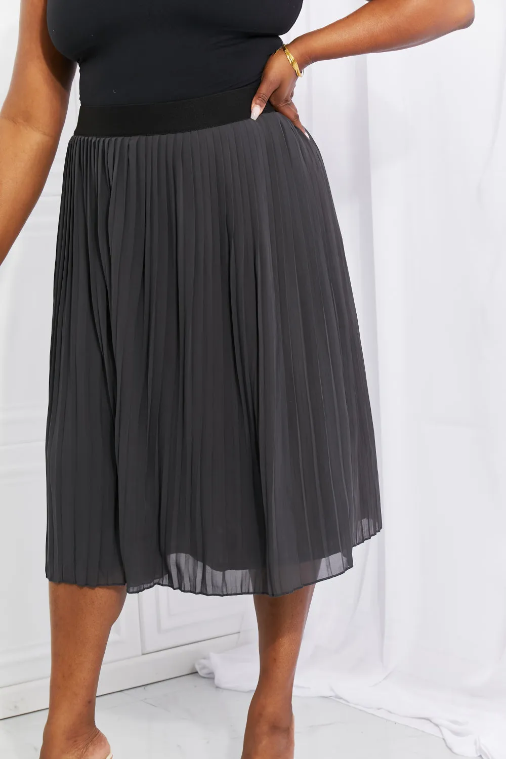 Prudence Pleated Chiffon Midi Skirt