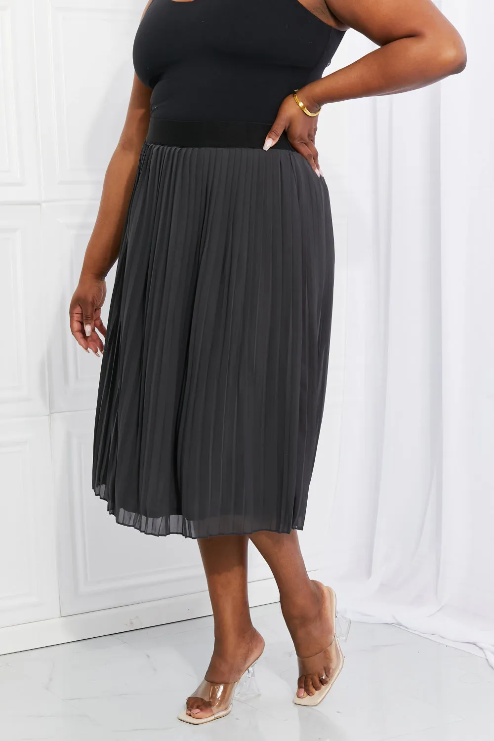 Prudence Pleated Chiffon Midi Skirt