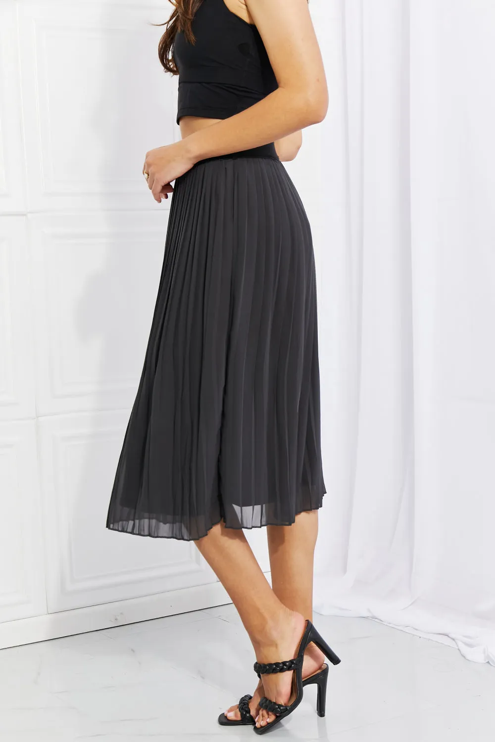Prudence Pleated Chiffon Midi Skirt