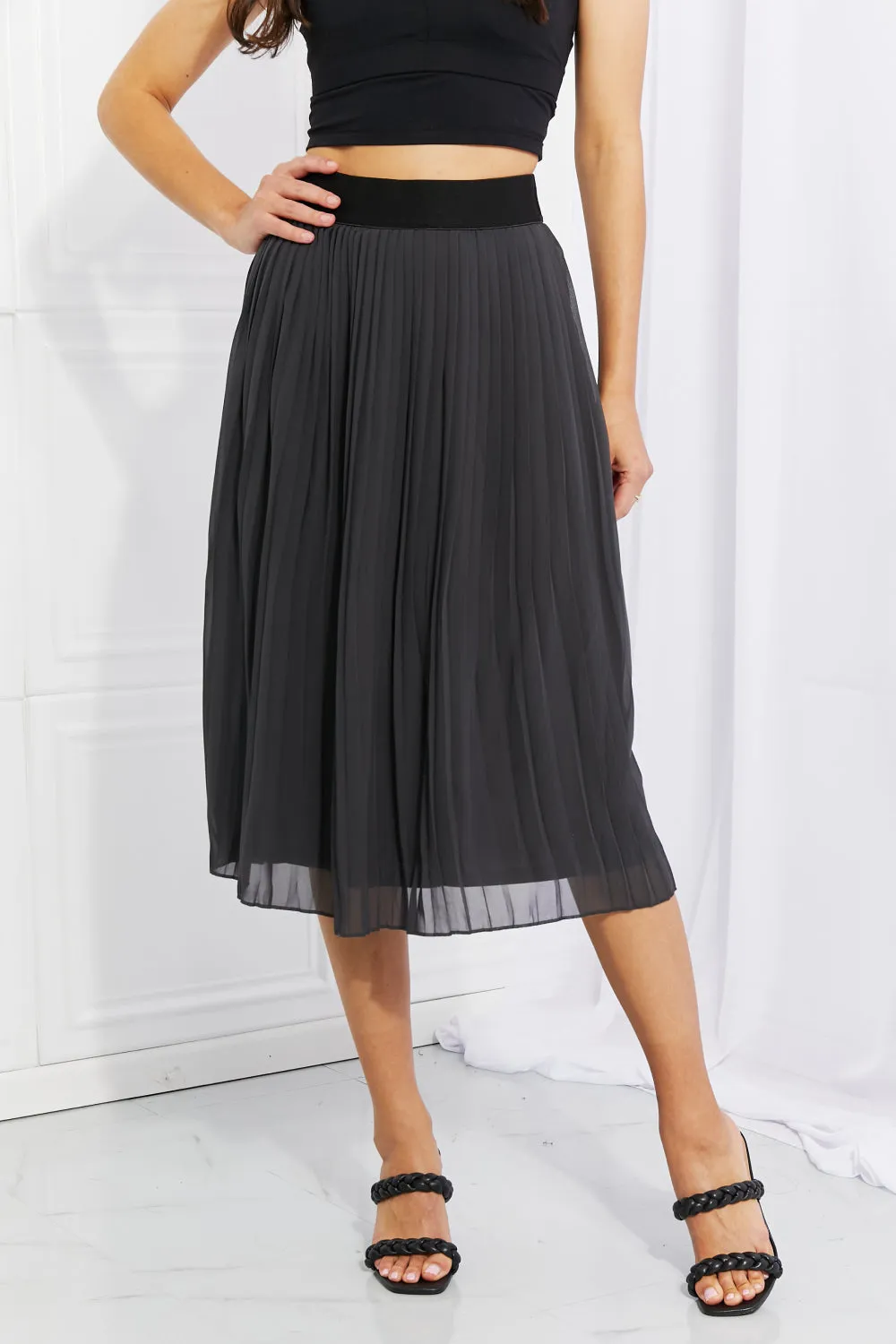Prudence Pleated Chiffon Midi Skirt