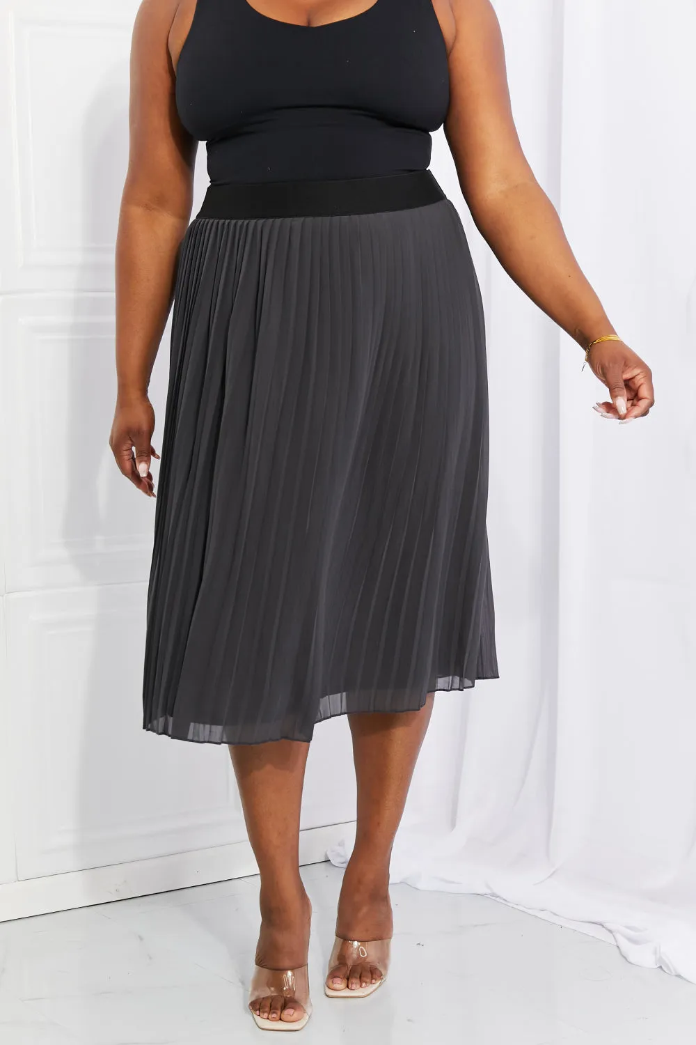 Prudence Pleated Chiffon Midi Skirt