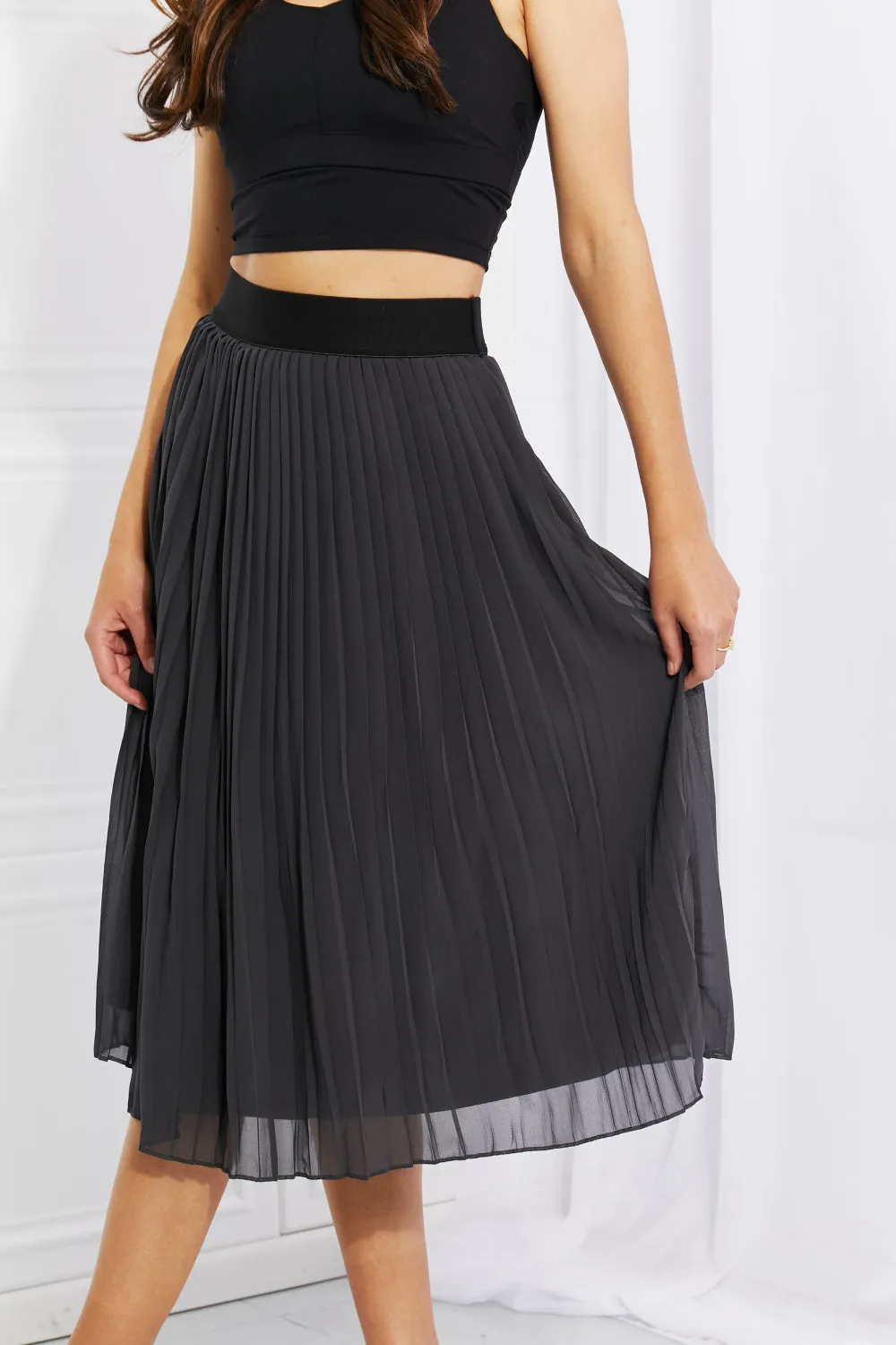 Prudence Pleated Chiffon Midi Skirt