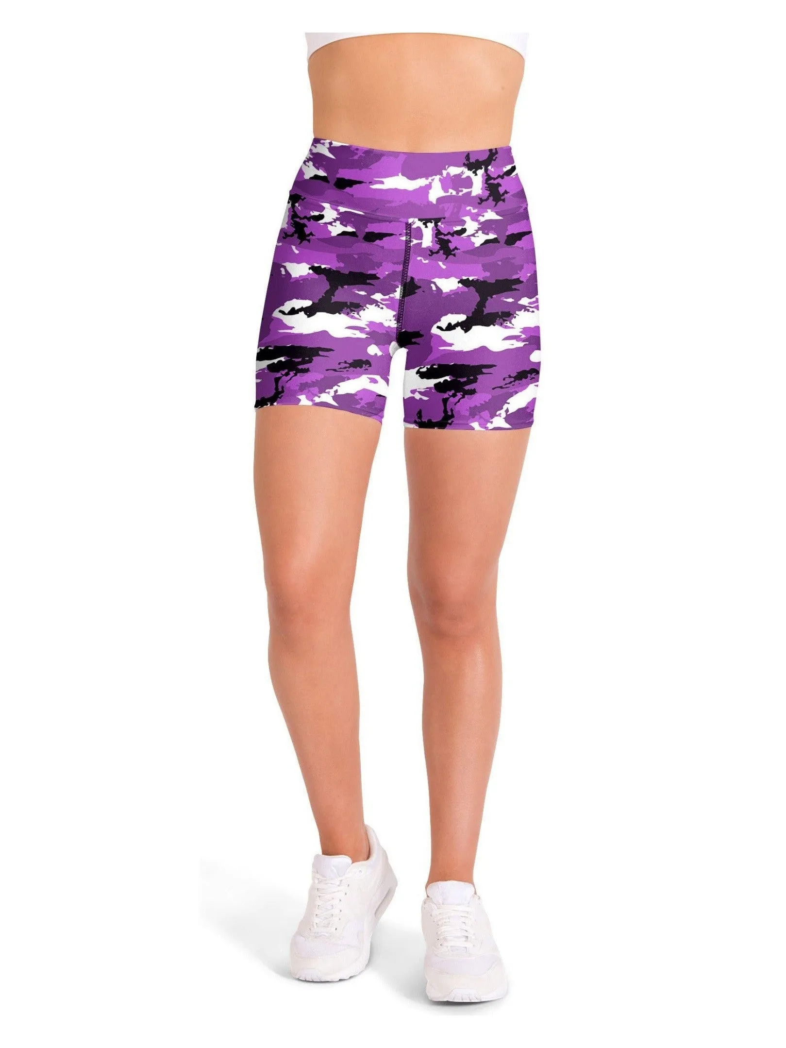 Purple Camo Yoga Shorts