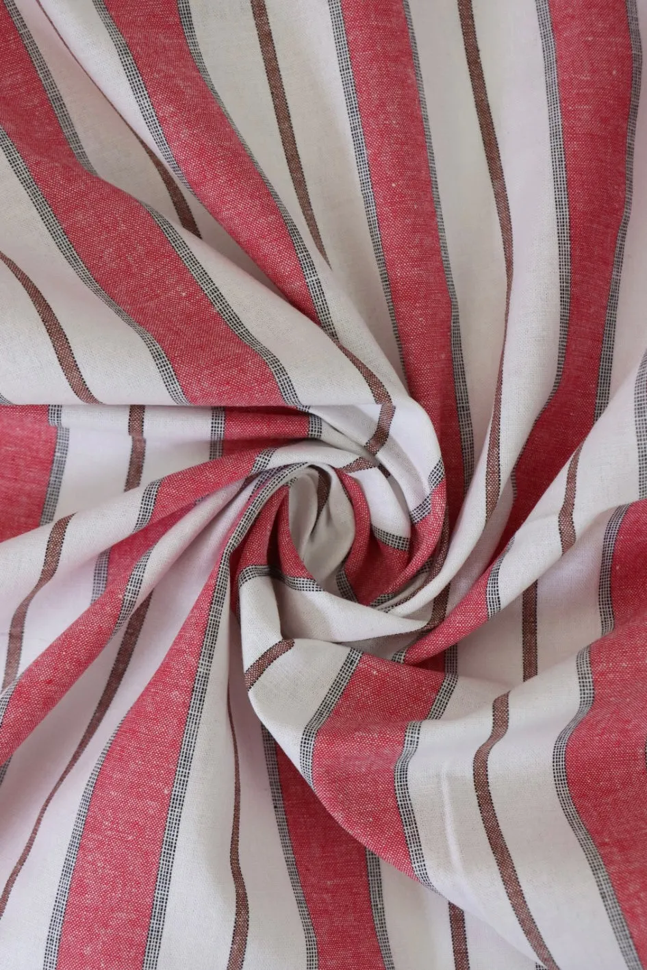 Red Camden Stripe Cotton Linen Poplin