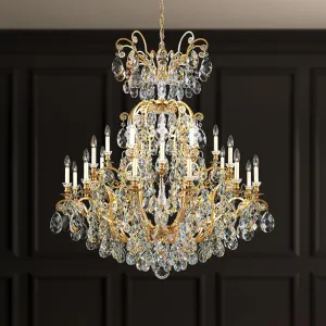 Renaissance 25 Light Black Chandelier with Heritage Crystal