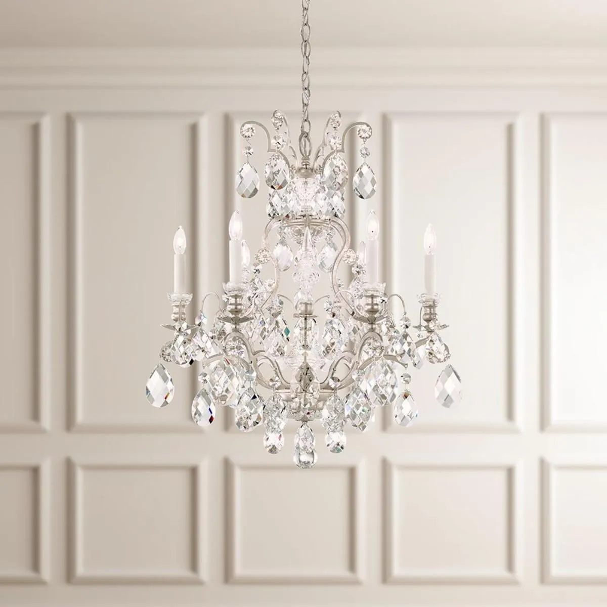 Renaissance 6 Light Black Chandelier with Heritage Crystal
