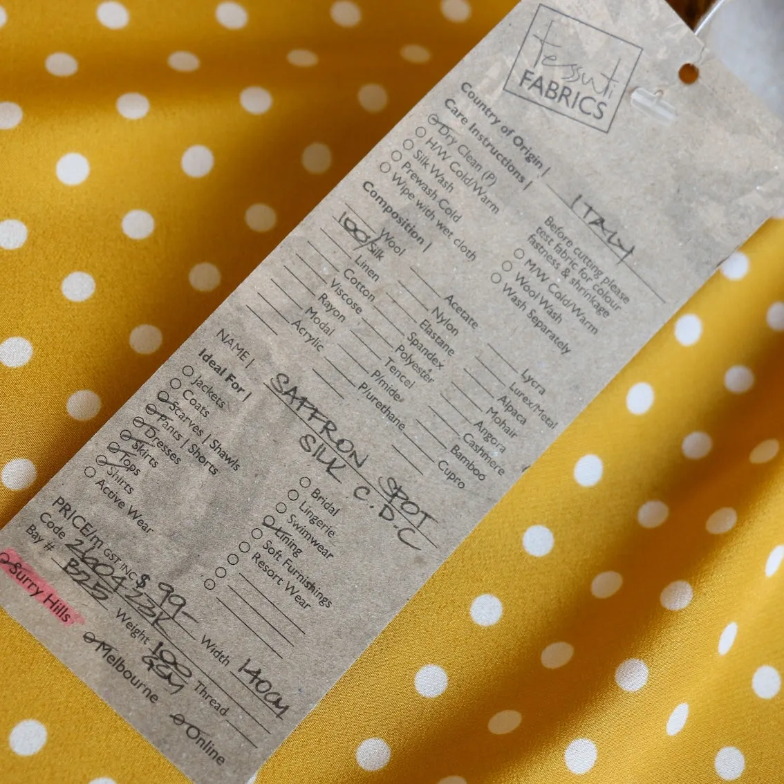 Saffron Spot Silk Crepe De Chine