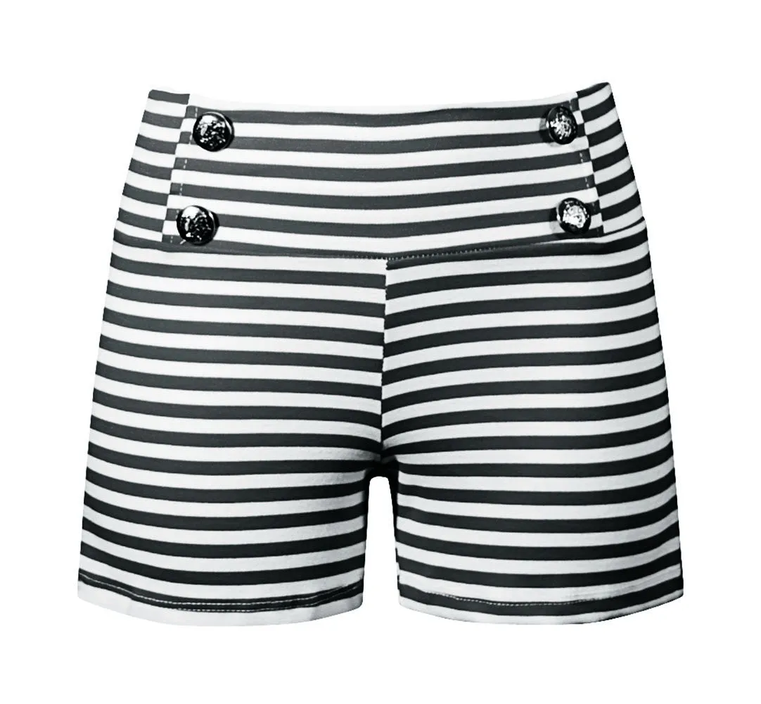Sailor Girl Black Striped Shorts