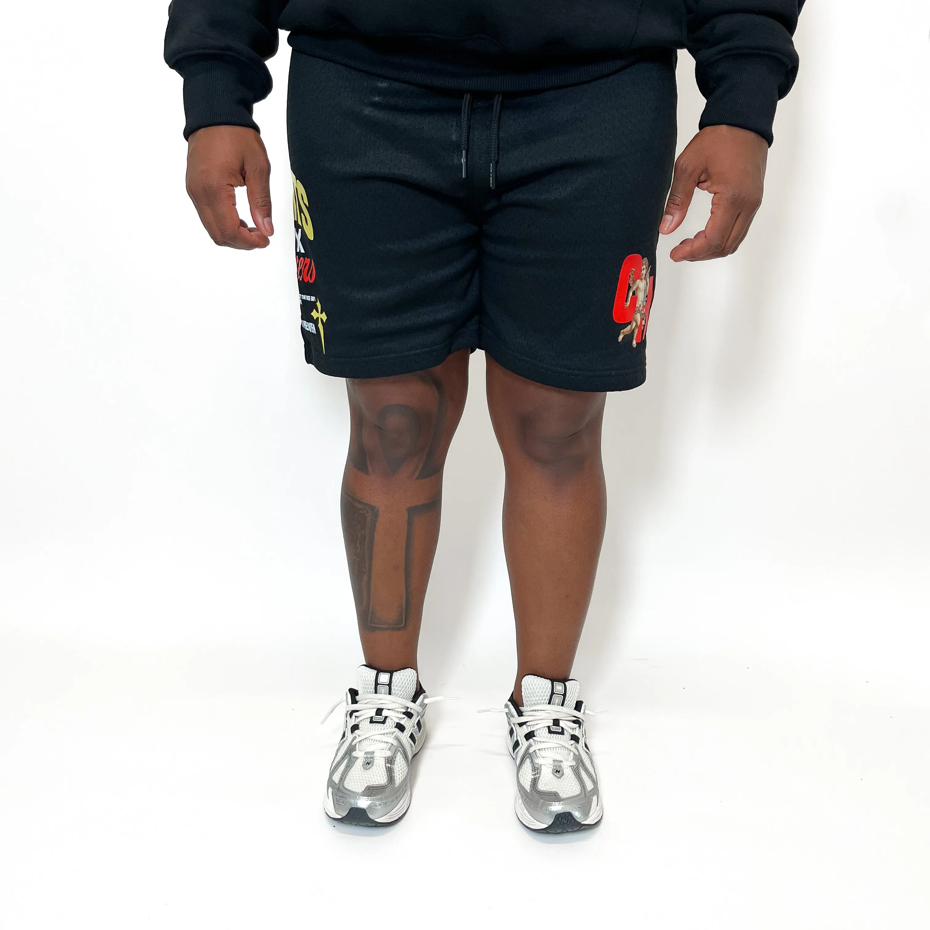 Saints and Sinners Mesh Shorts- Black