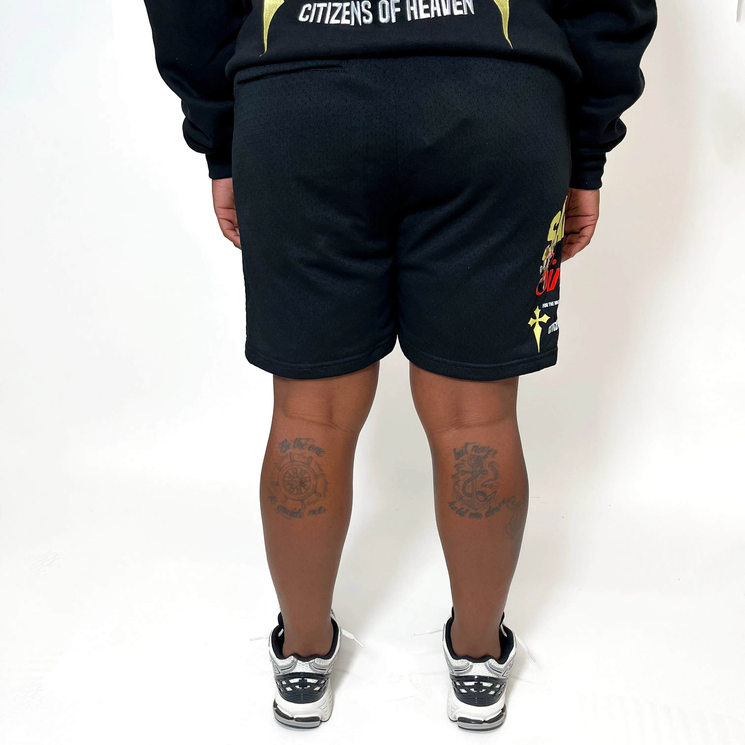 Saints and Sinners Mesh Shorts- Black