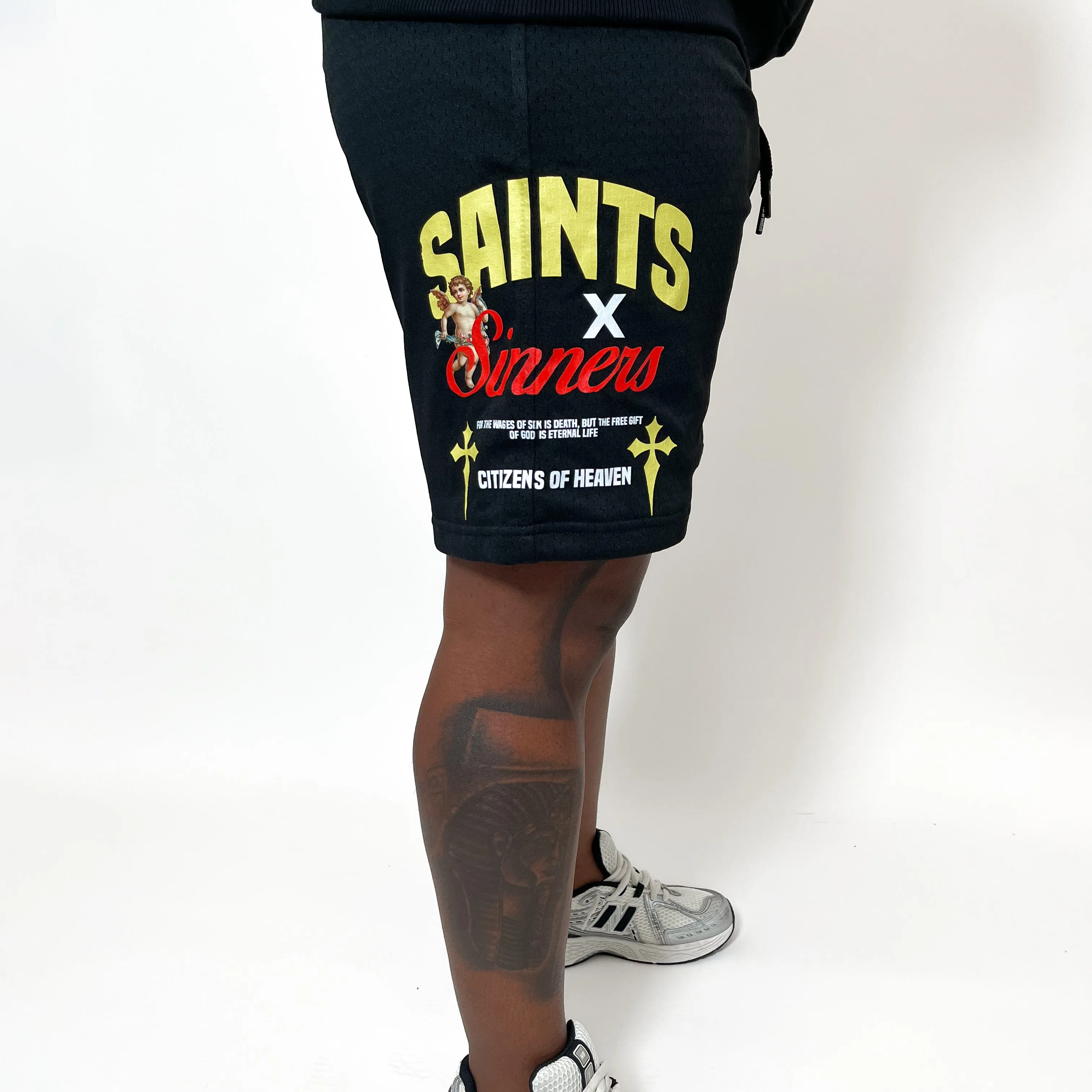 Saints and Sinners Mesh Shorts- Black