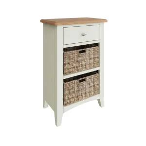 Salisbury Pure White Cabinet 1 Drawer 2 Basket 50 x 30 x 75 cm