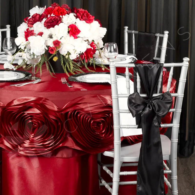 Satin 132" Round Tablecloth - Apple Red
