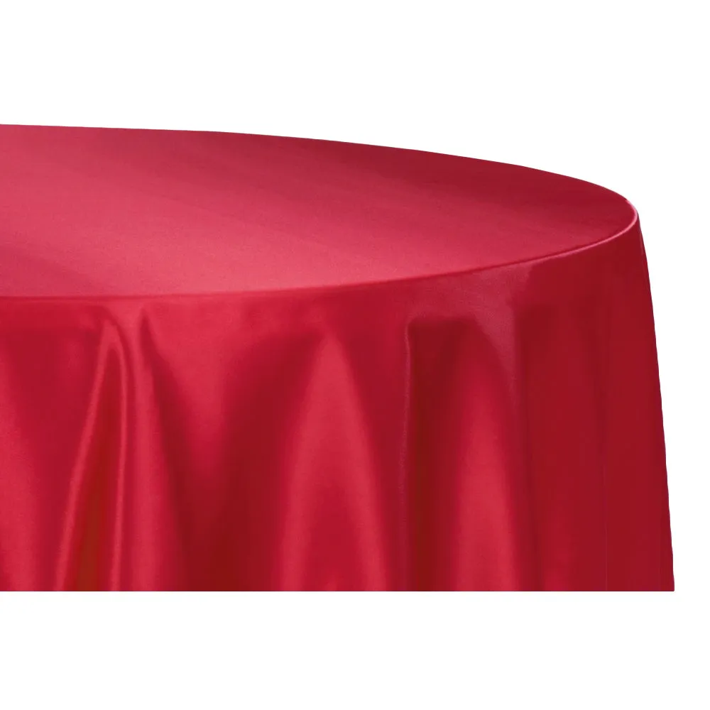 Satin 132" Round Tablecloth - Apple Red
