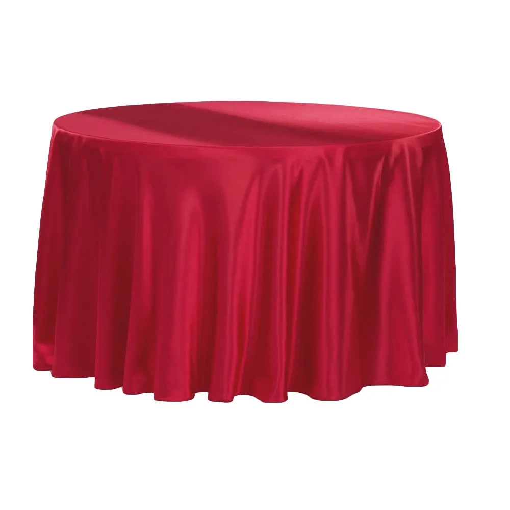Satin 132" Round Tablecloth - Apple Red