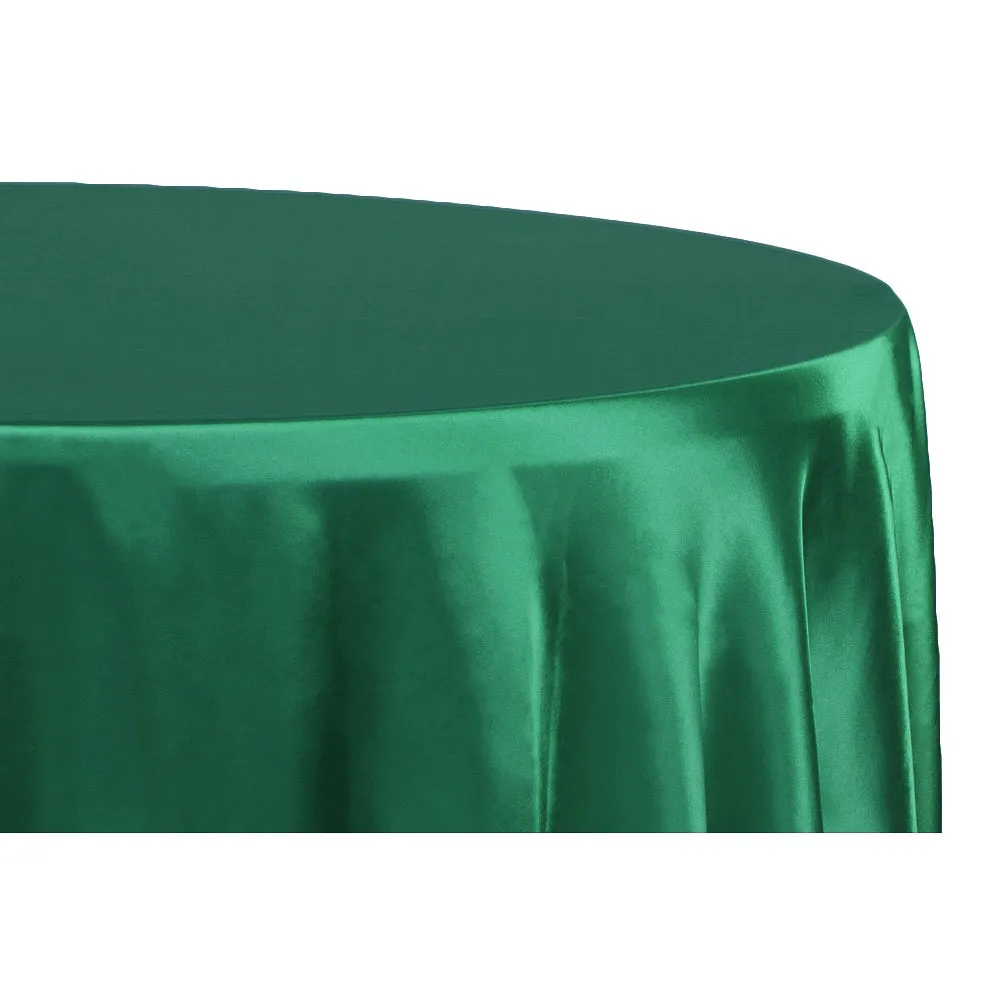 Satin 132" Round Tablecloth - Emerald Green