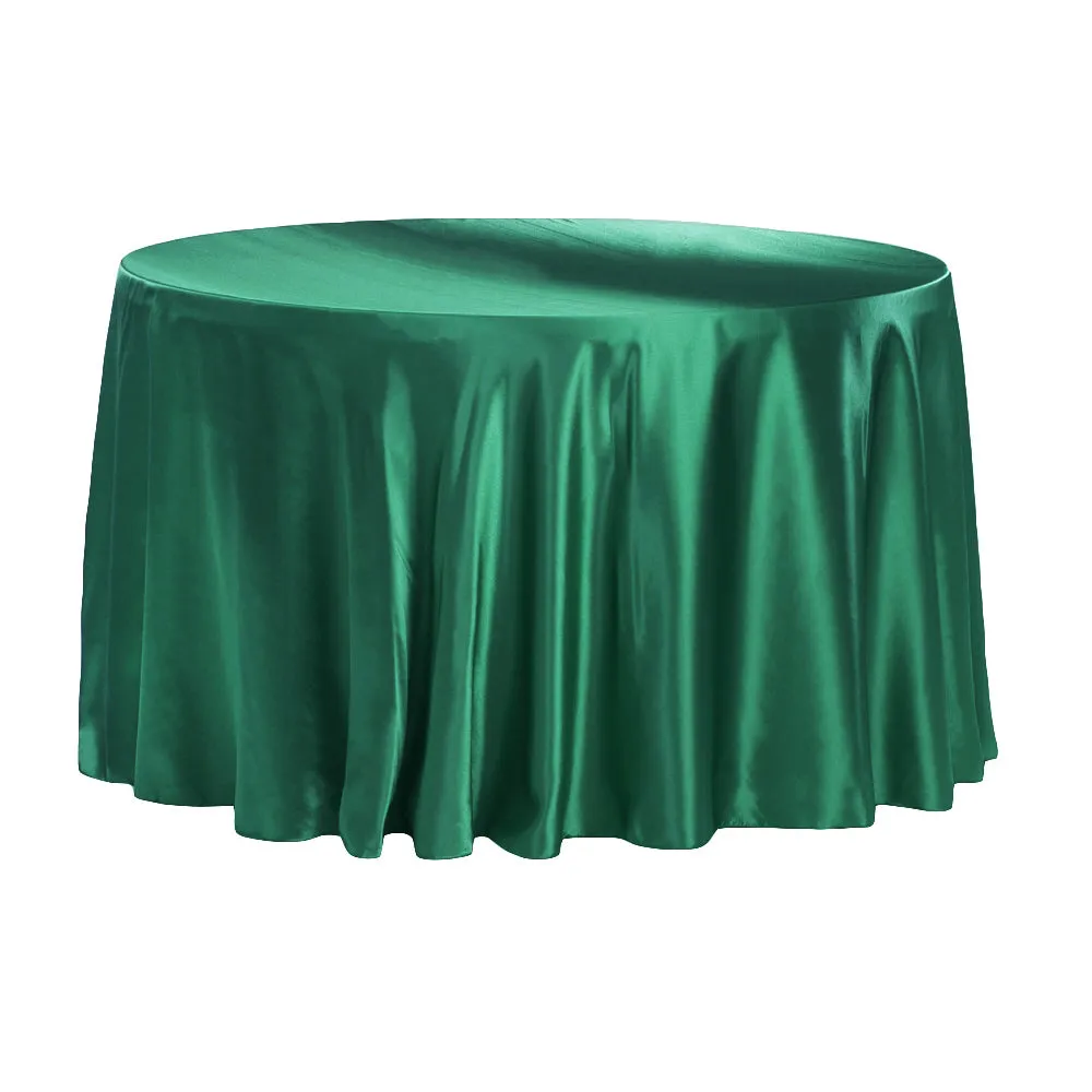 Satin 132" Round Tablecloth - Emerald Green