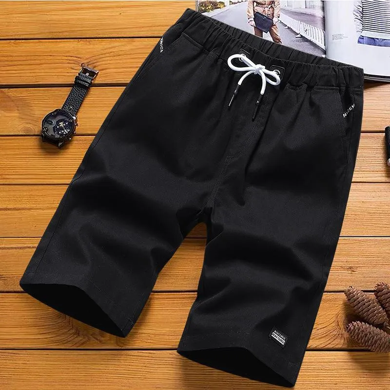 Shorts Men Summer Cotton Bermuda Loose Casual Trendy Solid Colored Straight Jeans Korean Beach Pants Bermuda Shorts