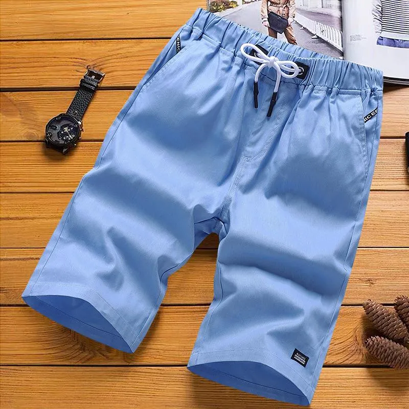Shorts Men Summer Cotton Bermuda Loose Casual Trendy Solid Colored Straight Jeans Korean Beach Pants Bermuda Shorts