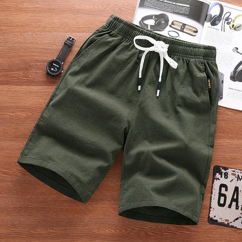 Shorts Men Summer Cotton Bermuda Loose Casual Trendy Solid Colored Straight Jeans Korean Beach Pants Bermuda Shorts