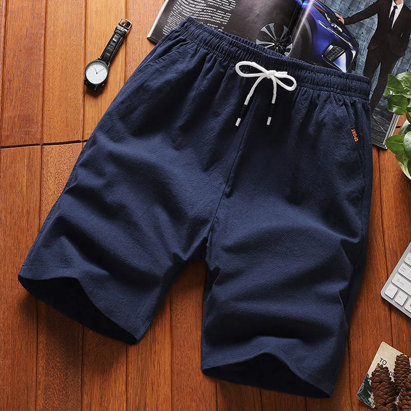 Shorts Men Summer Cotton Bermuda Loose Casual Trendy Solid Colored Straight Jeans Korean Beach Pants Bermuda Shorts