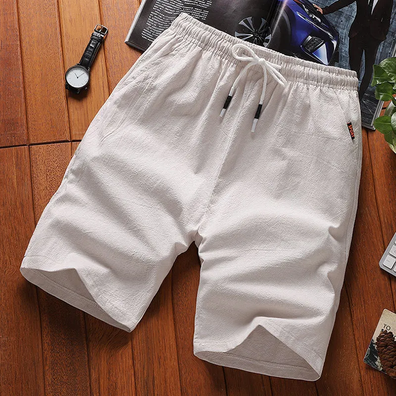 Shorts Men Summer Cotton Bermuda Loose Casual Trendy Solid Colored Straight Jeans Korean Beach Pants Bermuda Shorts