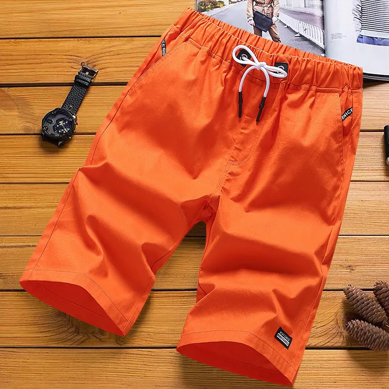 Shorts Men Summer Cotton Bermuda Loose Casual Trendy Solid Colored Straight Jeans Korean Beach Pants Bermuda Shorts