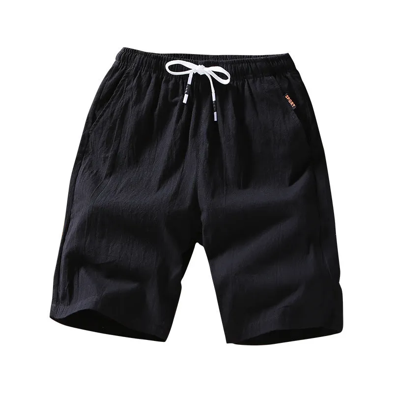 Shorts Men Summer Cotton Bermuda Loose Casual Trendy Solid Colored Straight Jeans Korean Beach Pants Bermuda Shorts