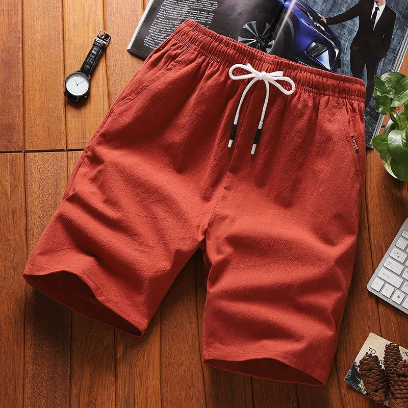 Shorts Men Summer Cotton Bermuda Loose Casual Trendy Solid Colored Straight Jeans Korean Beach Pants Bermuda Shorts