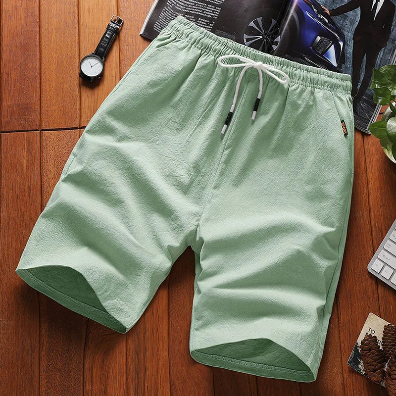 Shorts Men Summer Cotton Bermuda Loose Casual Trendy Solid Colored Straight Jeans Korean Beach Pants Bermuda Shorts