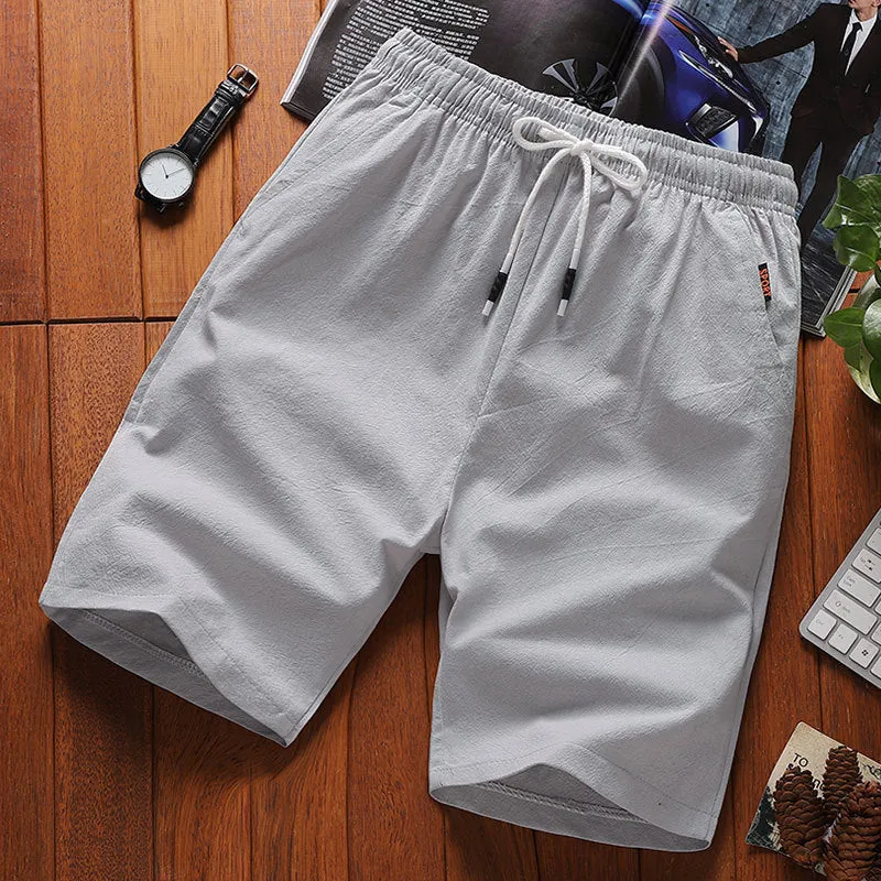 Shorts Men Summer Cotton Bermuda Loose Casual Trendy Solid Colored Straight Jeans Korean Beach Pants Bermuda Shorts